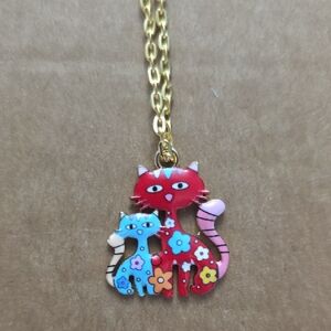 Colorful Cat Pendant Necklace